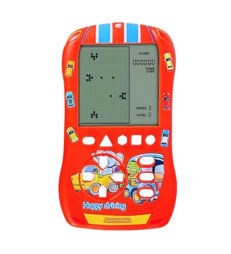 HLF Sportwagen-Optik Blockspielkonsole 23 Bausteinspiele 824 Modi Einstellbare Geschwindigkeit/Schwierigkeit 70er/80er/90er Retro-Handheld-Spiel Geschenke für Kinder/Geburtstage/Weihnachten (Rot) von HLF