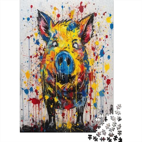 Schwein 1000 Teile, Impossible Puzzle,GesKükenlichkeitsspiel Für Die Ganze Familie, Erwachsenenpuzzle Ab 14 Jahren Puzzel 1000pcs (75x50cm) von HLXZMCVBT