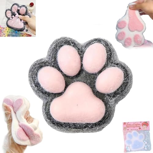 Cat Paw Squishy, Handmade Squishy Big Cat Paw Silicone Squeeze Toys for Stress Relief, Toys for Anxiety&Relaxation for Adults Kids Teenage (Black) von HLYICRQ