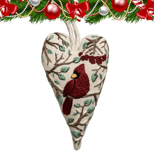 HLYICRQ DIY Heart Embroidery Christmas Decoration, DIY Heart Shaped Hand Embroidered Christmas Ornament Kit, Christmas Heart Embroidery Kit (A) von HLYICRQ