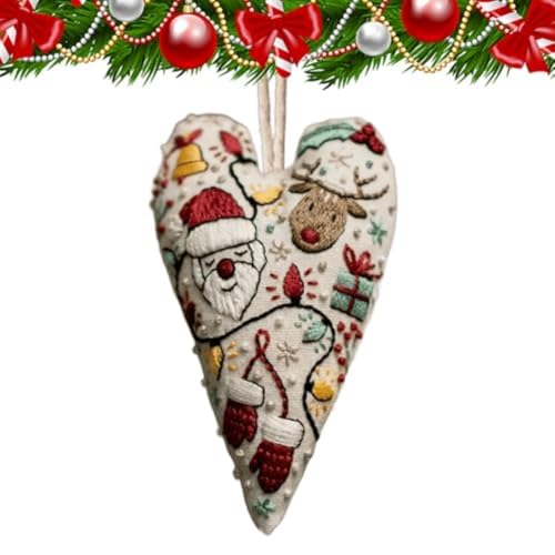 HLYICRQ DIY Heart Embroidery Christmas Decoration, DIY Heart Shaped Hand Embroidered Christmas Ornament Kit, Christmas Heart Embroidery Kit (C) von HLYICRQ