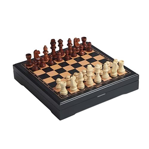 Schachbrettspiel, 23,9 cm, Holz-Schachbrett-Set, tragbar, handgefertigt, Schach-Reise-Schach-Aufbewahrungsbox mit 2 Stoffbeuteln für Erwachsene und Kinder, Schach-Set von HMEI