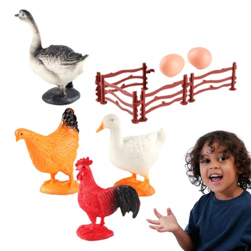 HMLTD Waldtierfiguren,Verschiedene Bauernhoftierspielzeuge | Ranch-Tischaufsätze mit Simulationshuhn, Enten-Sammelspielzeug und Küchendekoration von HMLTD