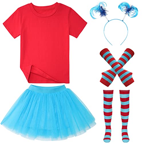 HMPRT Thing 1 and Thing 2 Kostüme für Kinder, Dr. Seuss Outfits, Socken, Katze im Hut, Stirnband, Zubehör, 10 von HMPRT