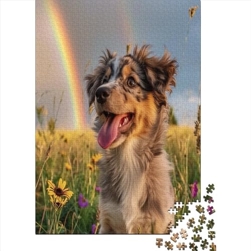 Australischer Schäferhund Puzzlespiel 1000 Teile Für Erwachsene, Einzigartige Kunstwerke Und Vorlage - Geburtstagsgeschenk - Spaßige Puzzles Mit Überraschung Puzzel 1000pcs (75x50cm) von HMRKOEPGX