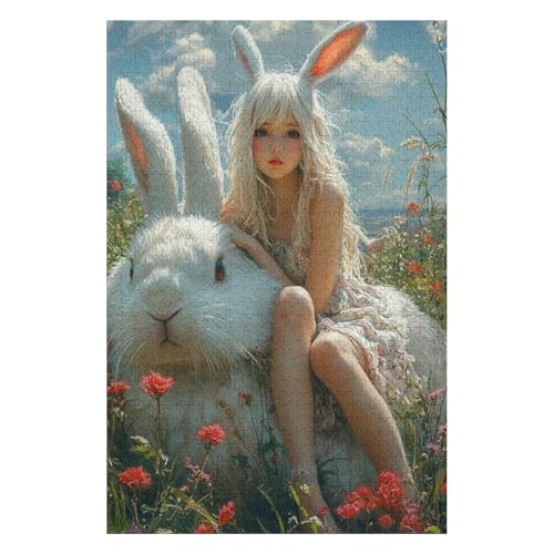 1000 Piece Jigsaw Puzzle | Christmas Jigsaw Puzzle | Sustainable Jigsaw Puzzle for Adults | Premium 100% Recycled Board | Great Gift for Adults |Rabbit Girl(50 * 70cm) von HNBDE