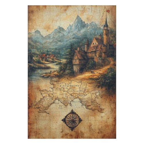 1000 Piece Jigsaw Puzzle - Full Colour Ancient Map Cardboard Puzzle for Children, Adults and Teens 38x52cm von HNBDE