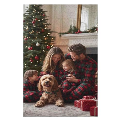 1000 Piece Jigsaw Puzzle for Teens and Adults A Family at Christmas Difficult and Intellectually Challenging Game26*38cm von HNBDE