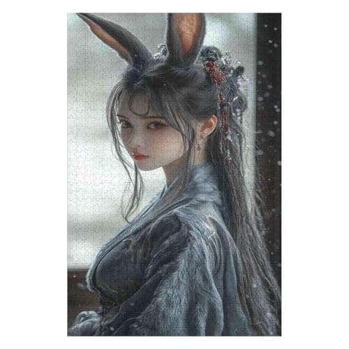 1000 Piece Jigsaw Puzzles for Adults,Rabbit Girl,DIY Toys Relax Puzzles Games Impossible Puzzles Games Gift Multi Colour Educational Games 1000pcs(26 * 38cm) von HNBDE