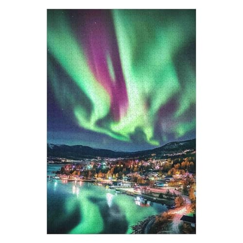 1000 Piece Jigsaw Puzzles for Adults | Northern Lights in Norway | Family Fun Jigsaws Puzzles 1000 Pieces for Adults(50 * 70cm) von HNBDE