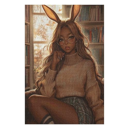 1000 Piece Puzzle for Adults - Rabbit Girl Jigsaw Puzzles 1000 Pieces for Adults Classic Puzzle 1000 Pieces DIY Challenging Puzzles for Adults for Friends Family(26 * 38cm) von HNBDE