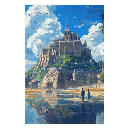 1000 Piece Wooden Jigsaw Puzzle Mont Saint Michel England. Puzzle Game for Adults and Teenagers(38 * 52cm) von HNBDE