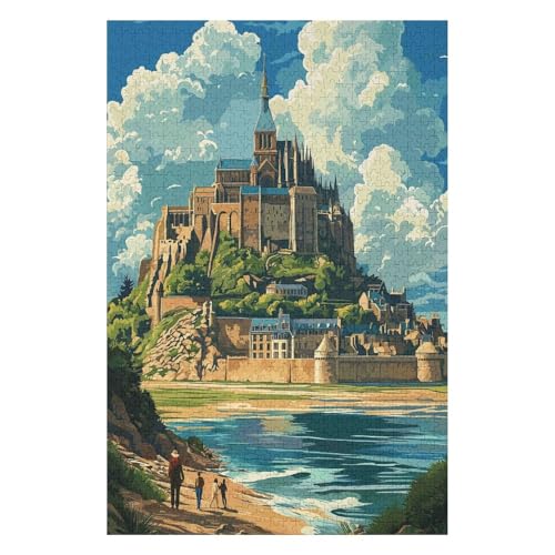 1000 Piece Wooden Jigsaw Puzzle Mont Saint Michel England. Puzzle Game for Adults and Teenagers(50 * 70cm) von HNBDE