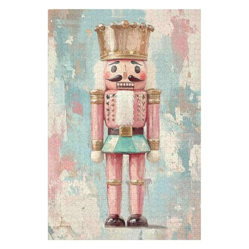 1000 Piece Wooden Jigsaw Puzzle Pink Nutcracker England. Puzzle Game for Adults and Teenagers26*38cm von HNBDE