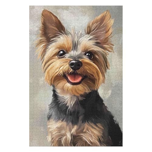 1000 Piece Wooden Jigsaw Puzzle Yorkshire Terrier England. Puzzle Game for Adults and Teenagers(26 * 38cm) von HNBDE