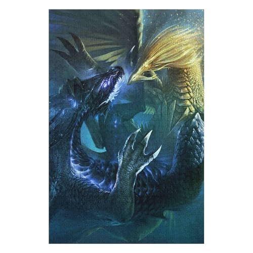 1000-teiliges Puzzle für Erwachsene, 1000-teiliges Puzzle, Puzzlespiel „Fliegender Drache“, Lernspiele, Entspannungspuzzles, Unmögliche Puzzlespiele, Geschenk, 1000 Teile, 38 * 52cm, c10gy von HNBDE