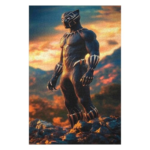 1000-teiliges Puzzle für Erwachsene, Black Panther, DIY-Spielzeug, Entspannungspuzzles, Spiele, Unmögliche Puzzles, Spiele, Geschenk, Mehrfarbig, Lernspiele, 1000 Stück, 26 x 38 cm von HNBDE