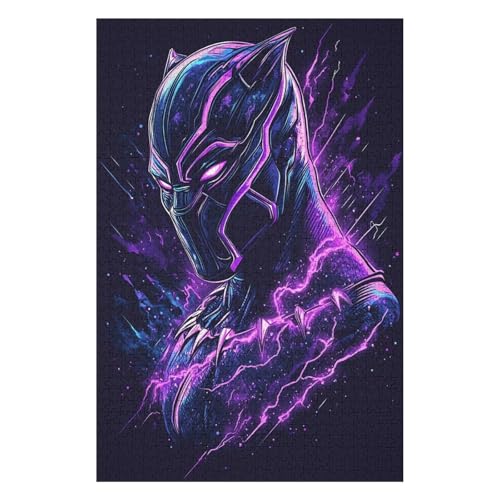 1000-teiliges Puzzle für Erwachsene, Black Panther, DIY-Spielzeug, Entspannungspuzzles, Spiele, Unmögliche Puzzles, Spiele, Geschenk, Mehrfarbig, Lernspiele, 1000 Stück, 26 x 38 cm von HNBDE