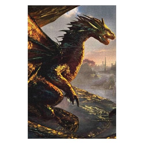 1000-teiliges Puzzle für Erwachsene, Fliegender Drache, schwieriges Puzzle für Erwachsene und Teenager, anspruchsvolle Puzzles, 26 x 38 cm, c446gy von HNBDE