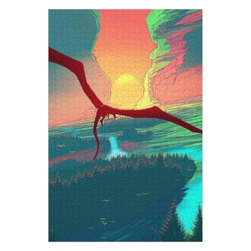 1500-teiliges Puzzle für Jugendliche und Erwachsene „Fliegender Drache“, schwieriges und intellektuell herausforderndes Spiel, 57 * 87cm, c210gy von HNBDE