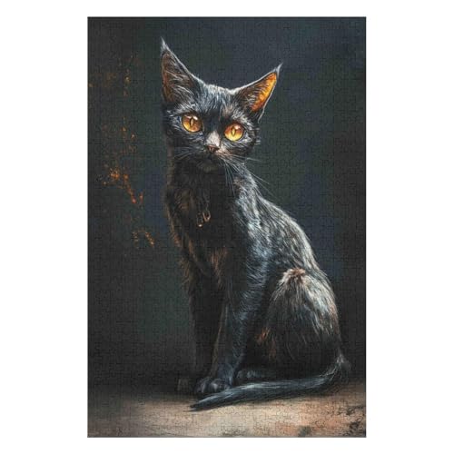 Black Cat，Puzzles 1000 Pieces for Adults Jigsaw Puzzles Birthday Gift for Kids Teens Family Home Decor-Style -1000PCS-Style26*38cm von HNBDE