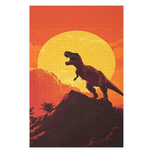 Dinosaur-1000 Piece Jigsaw Puzzles for Adults Entertainment Puzzles Intellectual Decompression Toy 3D Printing HD Toy DIY Birthday26*38cm von HNBDE