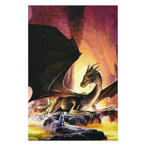 Fliegender Drache, 1000-teiliges Puzzle für Erwachsene, Puzzles1000-teiliges unmögliches Puzzle1000 Puzzles für Erwachsene für Erwachsene und Kinder ab 12 Jahren, 1000 Teile, 38 * 52cm, c118gy von HNBDE