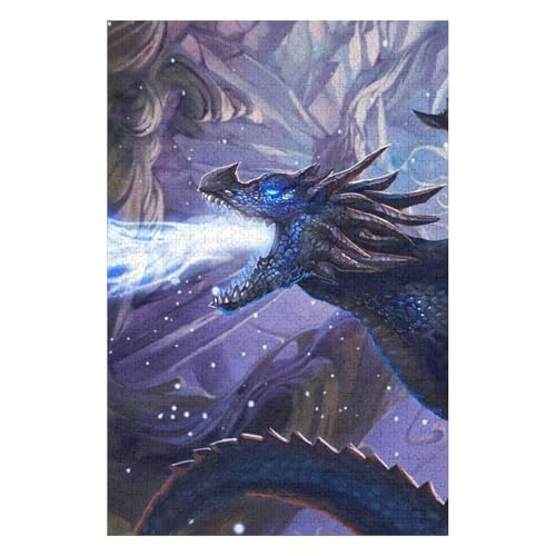 Flying Dragon-1000 Piece Jigsaw Puzzles for Adults Entertainment Puzzles Intellectual Decompression Toy 3D Printing HD Toy DIY Birthday 26 * 38cm von HNBDE