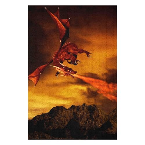 Flying Dragon 1000 Piece Paper Jigsaw Puzzle Botanical Decor Gift 38x52cm00PY292 von HNBDE