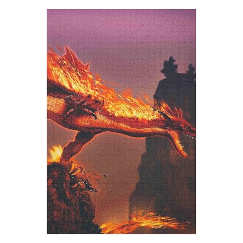 Flying Dragon 1000 Piece Paper Jigsaw Puzzle Nature Animal Art for Adults 50x70cm00PY416 von HNBDE