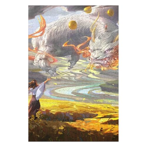 Flying Dragon 1500 Piece Paper Jigsaw Puzzle Medieval Fantasy Gift for Adults 57x87cm00PY207 von HNBDE