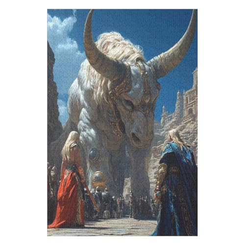 Giant Bull Beast-1000 Piece Jigsaw Puzzles for Adults Entertainment Puzzles Intellectual Decompression Toy 3D Printing HD Toy DIY Birthday(26 * 38cm) von HNBDE