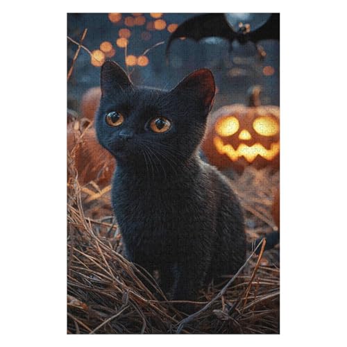 Jigsaw Puzzle Black Cat Pattern Paper Jigsaw Puzzles for Adult Kids 1000 Piece-Boys and Girls Birthday Gifts Home Decor Paper Puzzles38*52cm von HNBDE