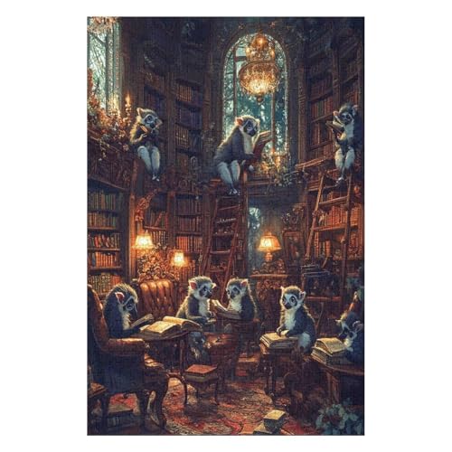 Jigsaw Puzzle| Lemur Reading |1500 Piece Jigsaw Puzzle Game for Adults and Kids(57 * 87cm) von HNBDE