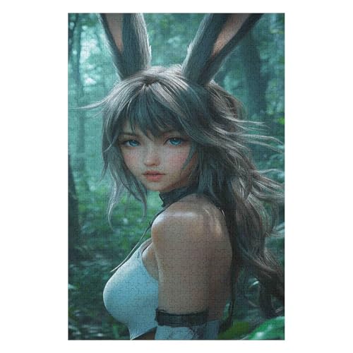 Jigsaw Puzzle| Rabbit Girl |1000 Piece Jigsaw Puzzle Game for Adults and Kids(38 * 52cm) von HNBDE