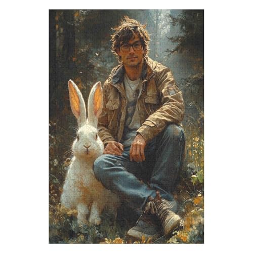 Jigsaw Puzzles 1000 Pieces for Adults Difficult Hard Jigsaw Puzzles for Women Men Premium Cardboard Precise Interlocking Rabbit Boy(50 * 70cm) von HNBDE