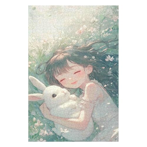 Jigsaw Puzzles 1000 Pieces of Adult Jigsaw Puzzles Game Kids Puzzle Toys Home Decoration Landscape Rabbit Girl(26 * 38cm) von HNBDE