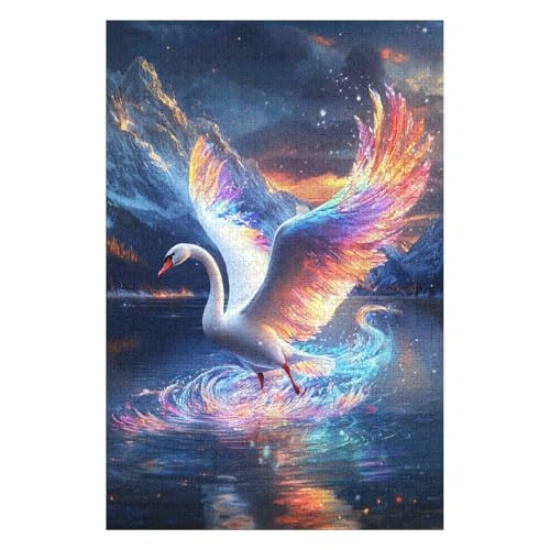 Jigsaw Puzzles 1000 Pieces of Adult Jigsaw Puzzles Game Kids Puzzle Toys Home Decoration Landscape Swan(38 * 52cm) von HNBDE