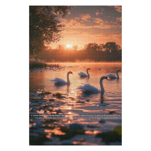 Jigsaw Puzzles 1500 Pieces for Adults Difficult Hard Jigsaw Puzzles for Women Men Premium Cardboard Precise Interlocking Swan(57 * 87cm) von HNBDE