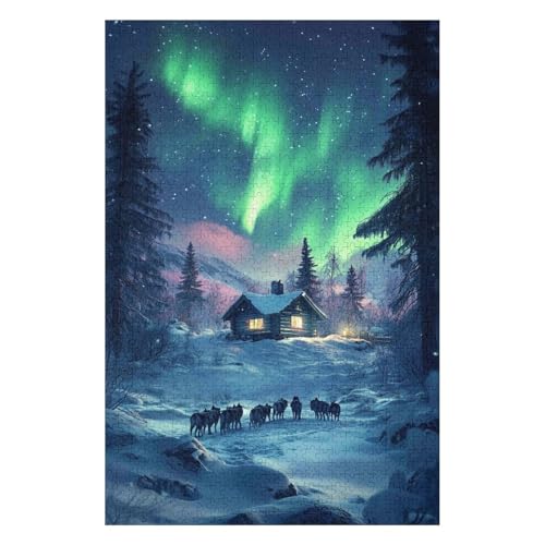 Jigsaw Puzzles 1500 Pieces for Adults Jigsaw Puzzles for Adults 1500 Piece Puzzle Educational Games，Northern Lights in Norway(57 * 87cm) von HNBDE