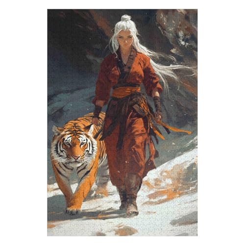 Jigsaw Puzzles 1500 Pieces for Adults Jigsaw Puzzles for Adults 1500 Piece Puzzle Educational Games Home Decoration Puzzle，Tiger Woman(57 * 87cm) von HNBDE