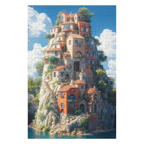 Jigsaw Puzzles for Adults 1000 Piece Jigsaw Puzzles for Adults Educational Game Challenge Toy 1000 Pieces Puzzles for Adults Kids.Educational Games Home Decoration.Theme:Castle50*70cm von HNBDE