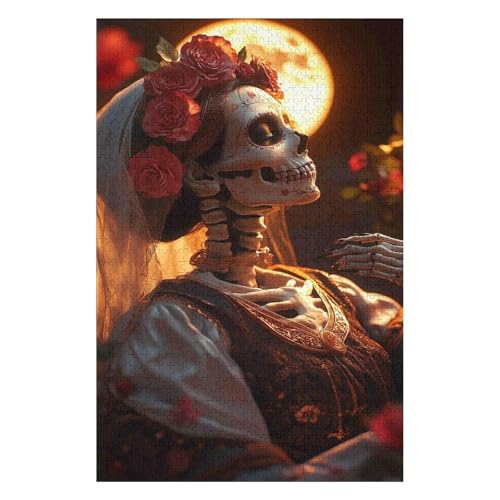 Jigsaw Puzzles for Adults 1000 Piece Jigsaw Puzzles for Adults Educational Game Challenge Toy 1000 Pieces Puzzles for Adults Kids.Educational Games Home Decoration.Theme:Skeleton Girl(38 * 52cm) von HNBDE