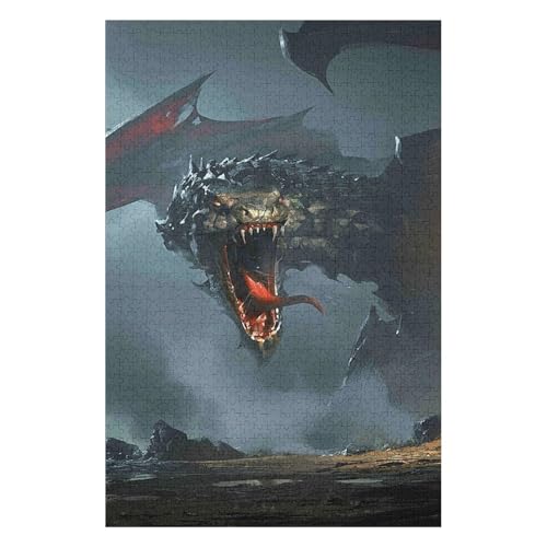 Jigsaw Puzzles for Adults 1000 Piece Puzzle for Adults 1000 Pieces Puzzle 1000 Pieces ，Flying Dragon，Challenging Game Toys 38 * 52cm von HNBDE