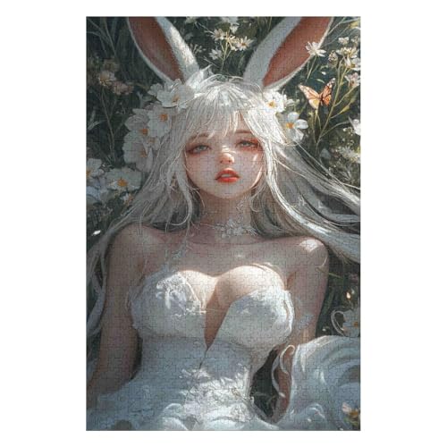 Jigsaw Puzzles for Adults 1000 Piece Puzzle for Adults 1000 Pieces Puzzle 1000 Pieces ，Rabbit Girl，Challenging Game Toys(50 * 70cm) von HNBDE