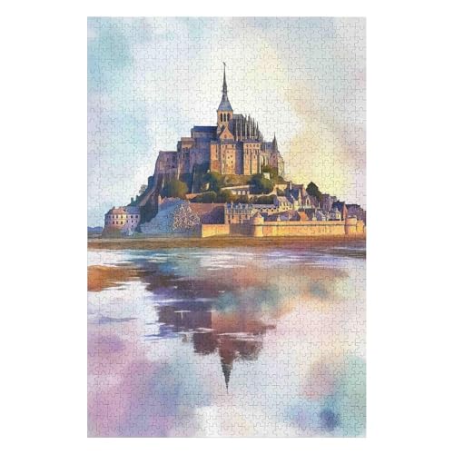 Mont Saint Michel, Jigsaw Puzzles 1000 Pieces Kimono Home Decoration Puzzle Educational Games Premium Puzzle DIY Puzzle Toys Impossible Puzzles Games Gift 1000pcs(26 * 38cm) von HNBDE