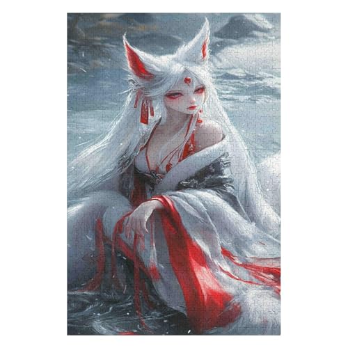 Nine-Tailed Fox Demon-1000 Piece Jigsaw Puzzles for Adults Entertainment Puzzles Intellectual Decompression Toy 3D Printing HD Toy DIY Birthday(26 * 38cm) von HNBDE