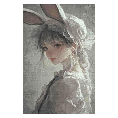 Puzzle, 1000 Pieces, Scotland Educational Toy for Adults, Leisure Entertainment for Children Decoration Painting Rabbit Girl(38 * 52cm) von HNBDE