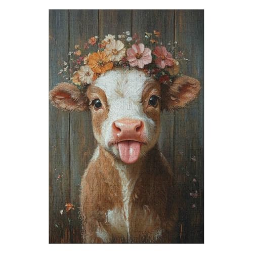 Puzzle, 1000 Pieces, Scotland Educational Toy for Adults, Leisure Entertainment for Children Decoration Painting Small Cow(26 * 38cm) von HNBDE