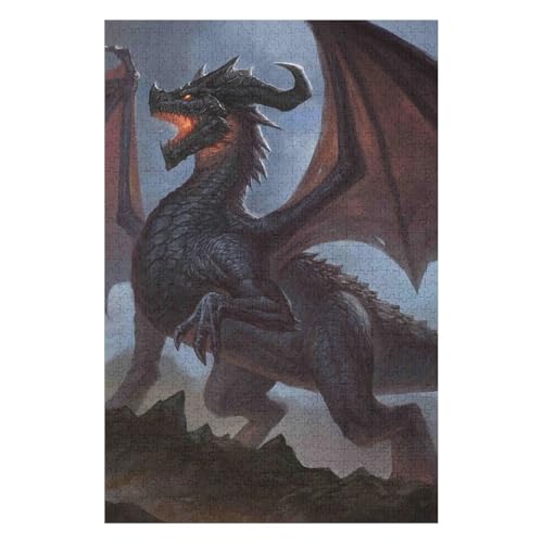 Puzzle 1000 Teile für Erwachsene, Puzzlespiel, Kinderpuzzle, Spielzeug, Heimdekoration, Landschaft, Fliegender Drache, 26 x 38 cm, c177gy von HNBDE